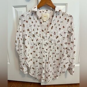 Anthropologie Maeve Matilda Toadstool Mushroom Buttondown Shirt XS